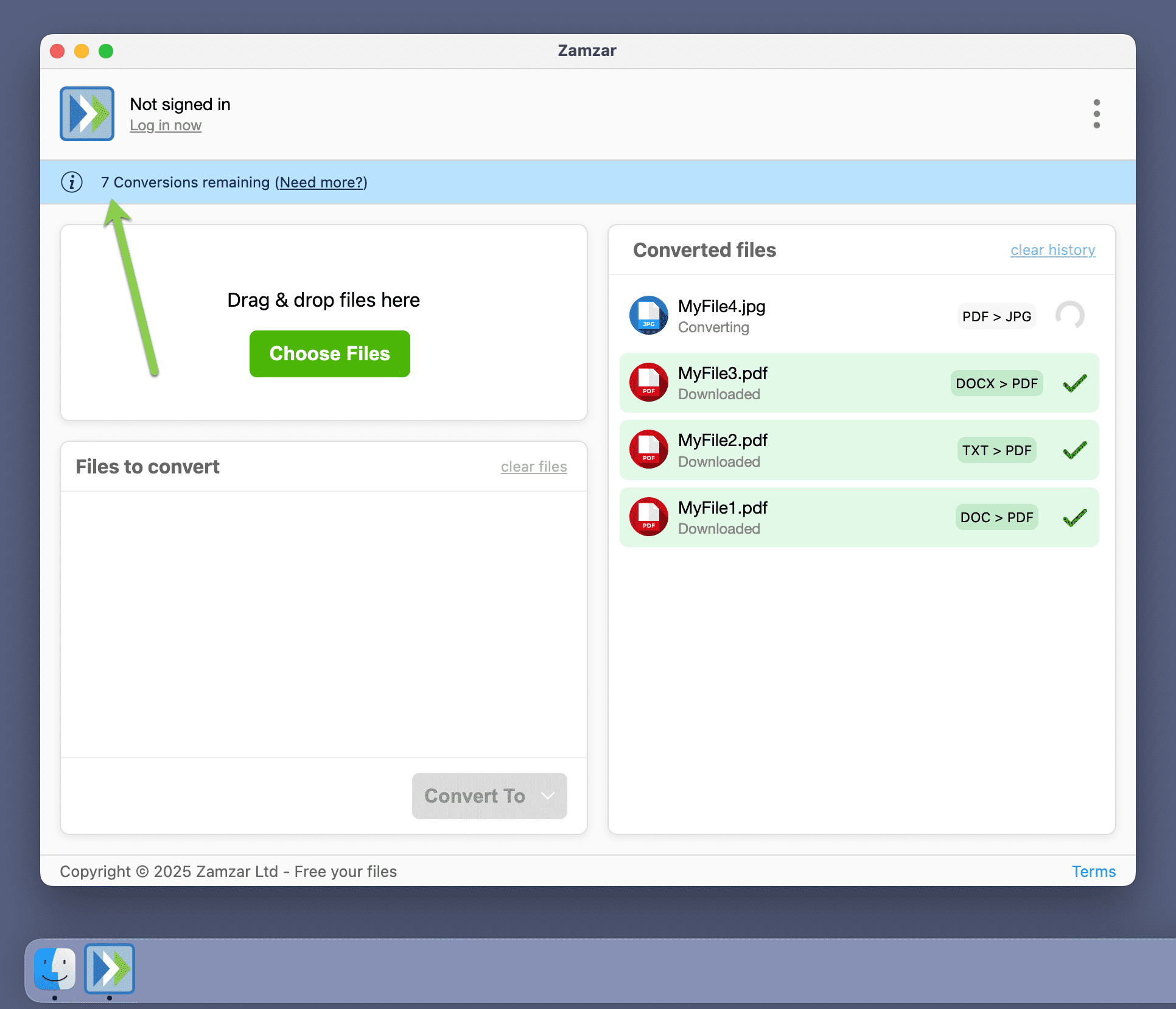 Highlights the number of conversions remaining