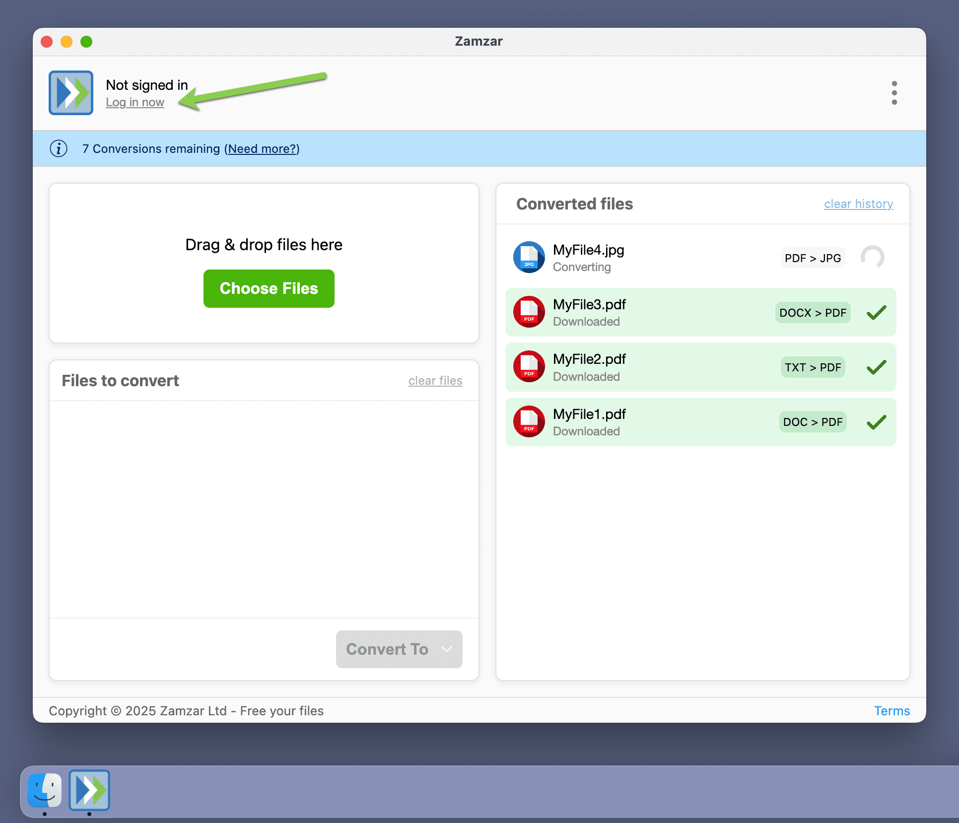 Highlights the Login link