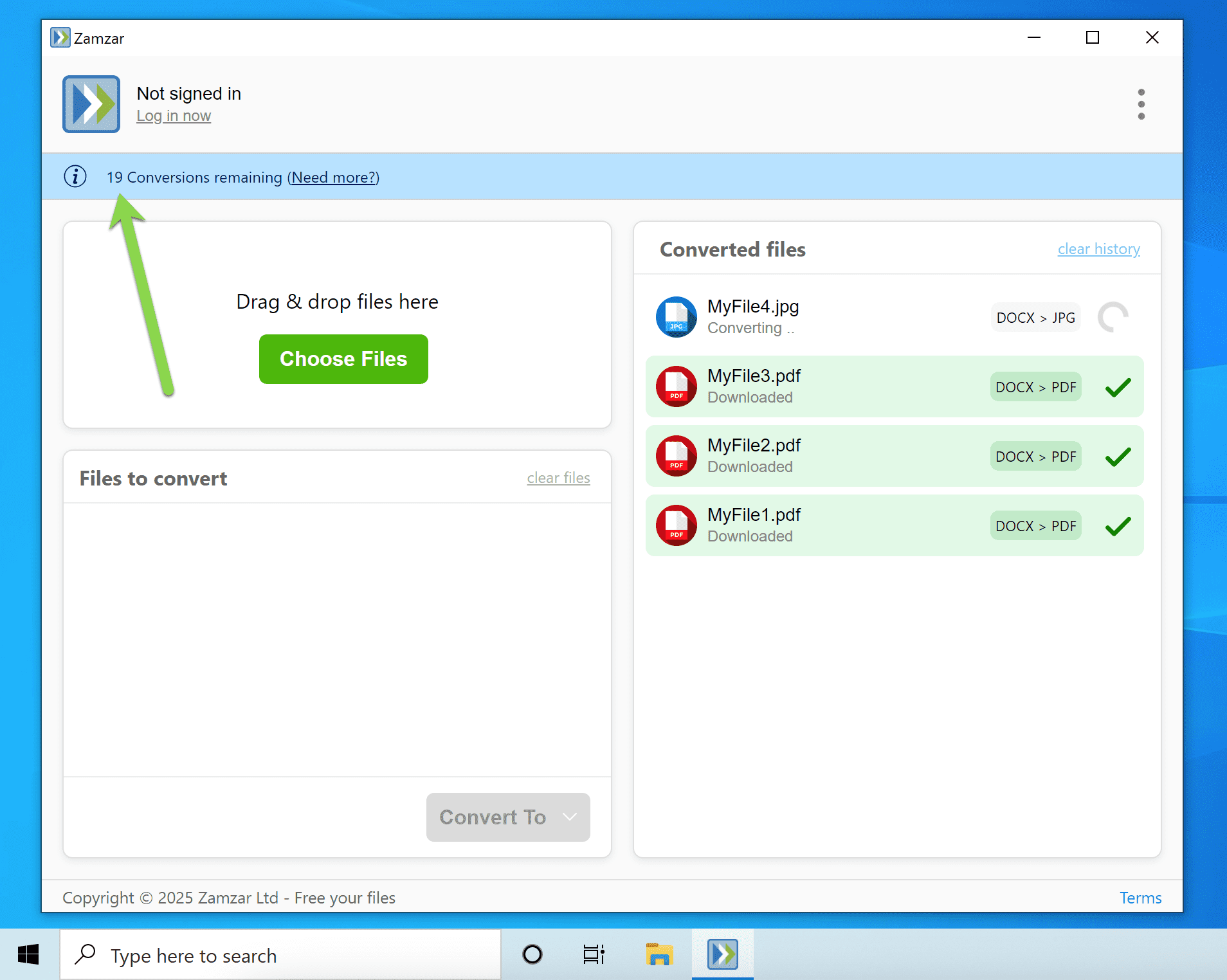 Shows how many conversions are remaining