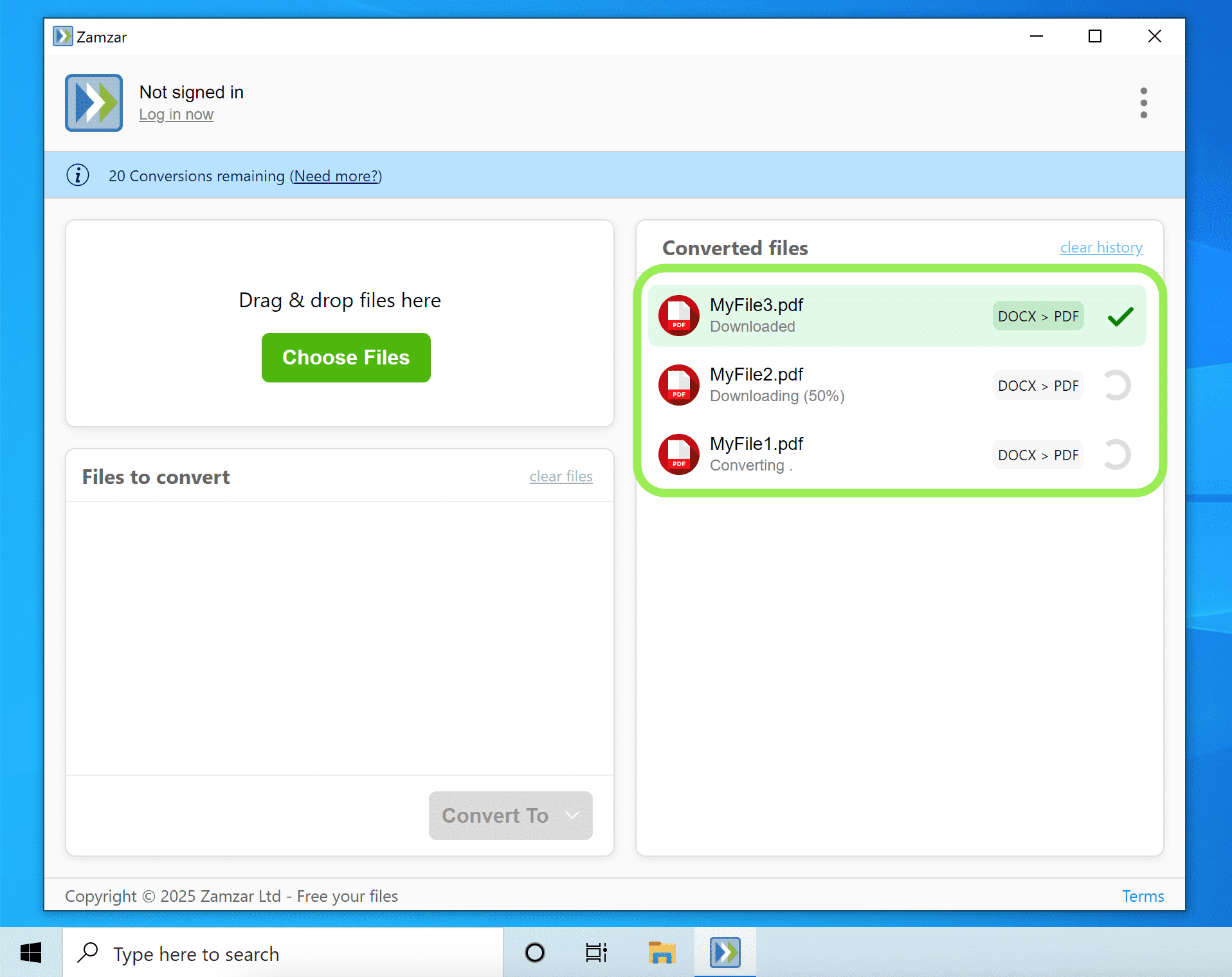 Shows multiple files being processed